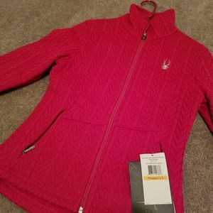 Spyder full zip cable knit mid weight sweater